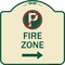 Signmission Fire Zone No Parking and Right Arrow Heavy-Gauge Aluminum Sign, 18" x 18", TG-1818-23973 A-DES-TG-1818-23973 - alternate 1
